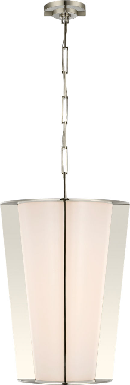 Phinn 18" Lantern in Polished Nickel with White Glass