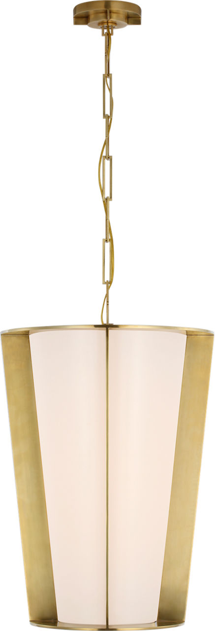 Phinn 18" Lantern in Soft Brass with White Glass