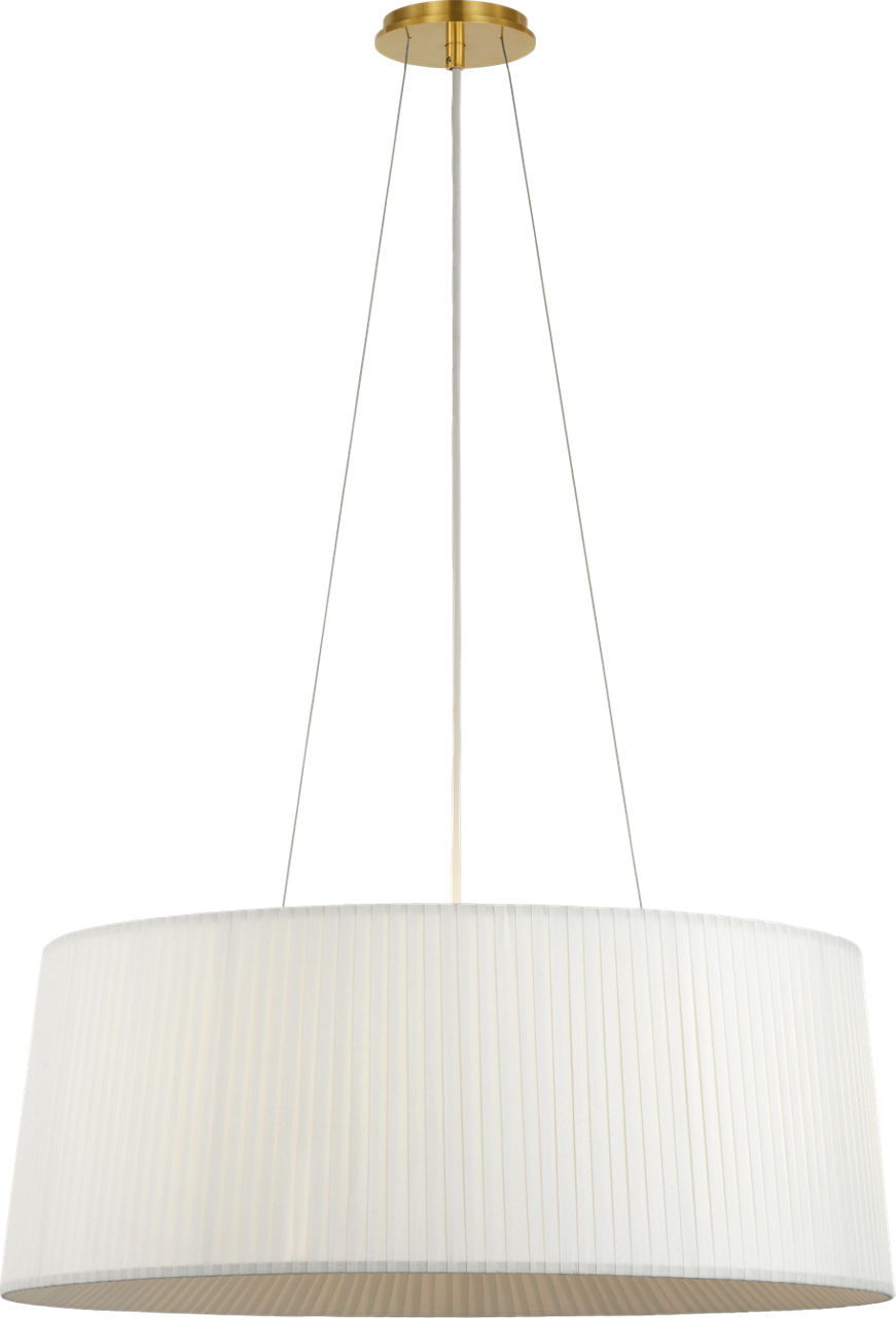 Halo Medium Hanging Shade in Soft Brass with Silk Pleated Shade