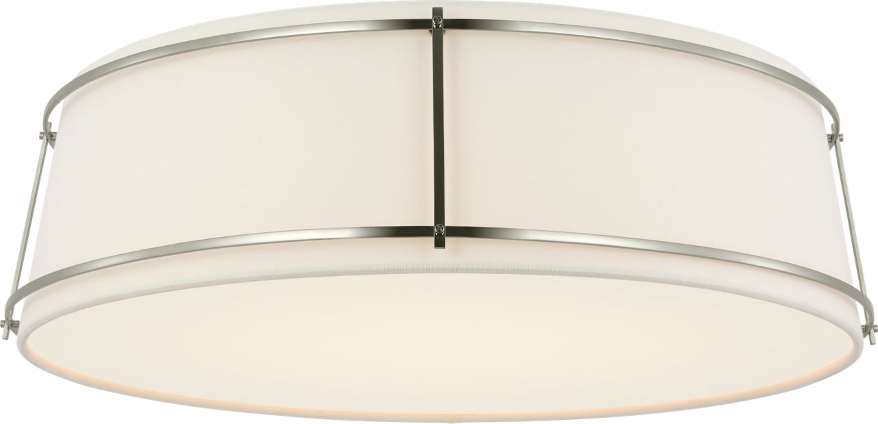 Callaway 22" Flush Mount in Polished Nickel with Linen Shade and Frosted Acrylic