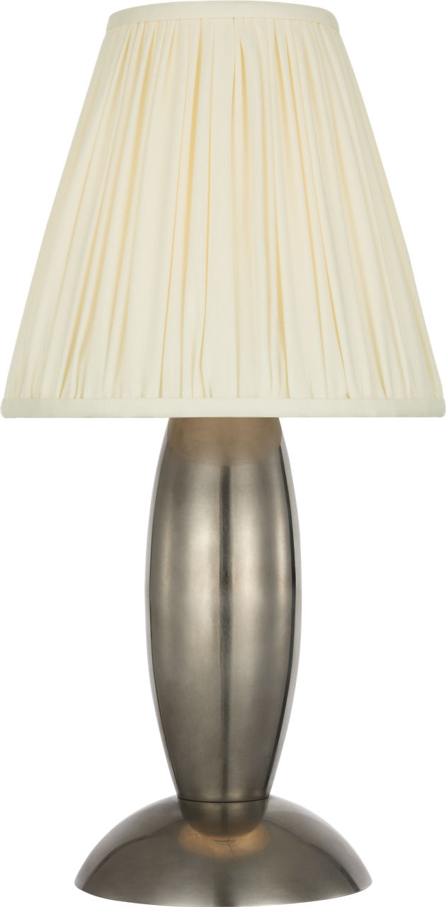 Lambert 14" Cordless Accent Lamp in Pewter with Silk Pleated Shade