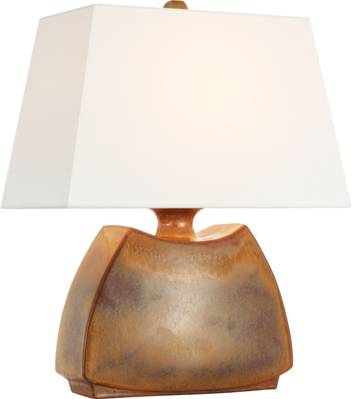 Emiko 21" Low Wide Table Lamp in Molten Amber with Linen Shade