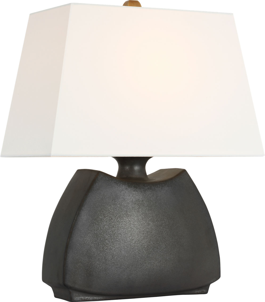 Emiko 21" Low Wide Table Lamp in Stained Black Metallic with Linen Shade