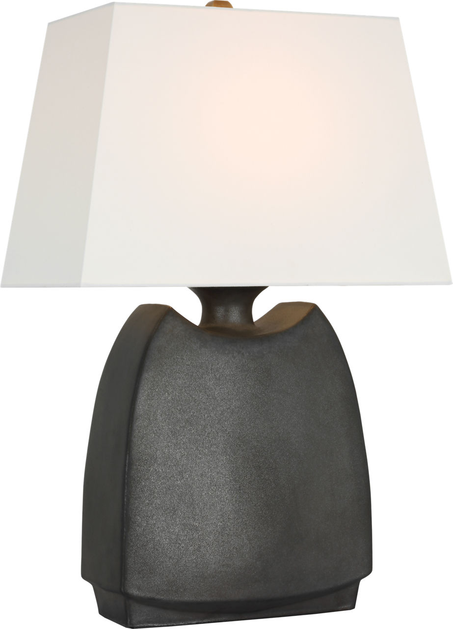 Emiko 27" Table Lamp in Stained Black Metallic with Linen Shade