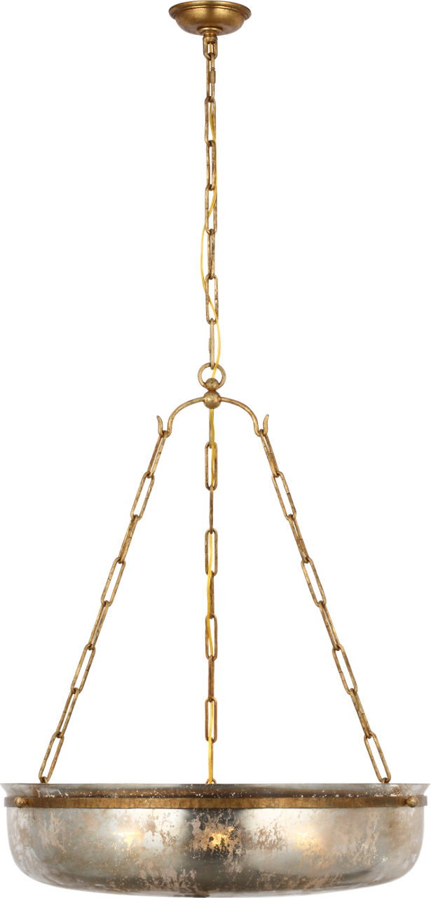 Lorford Medium Chandelier in Gilded Iron with Mercury Glass