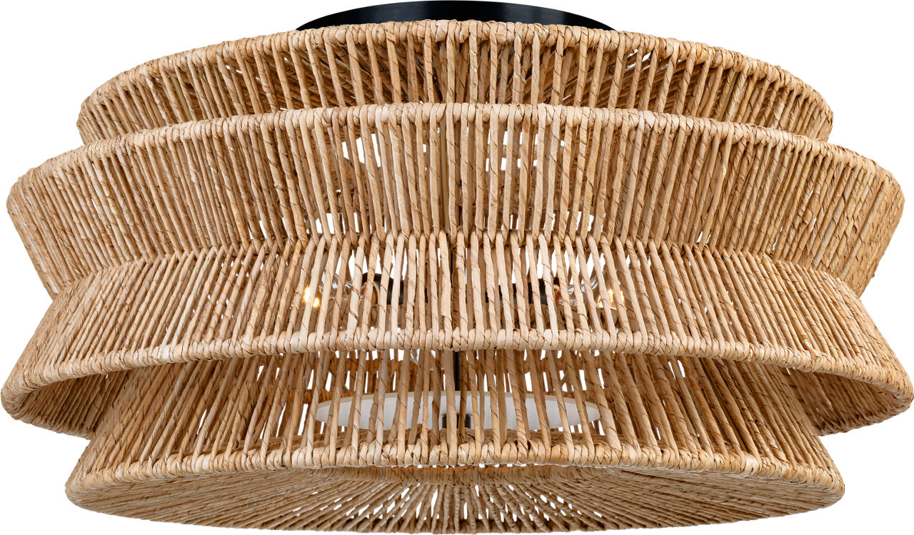 Antigua Grande Semi-Flush Mount in Bronze and Natural Abaca