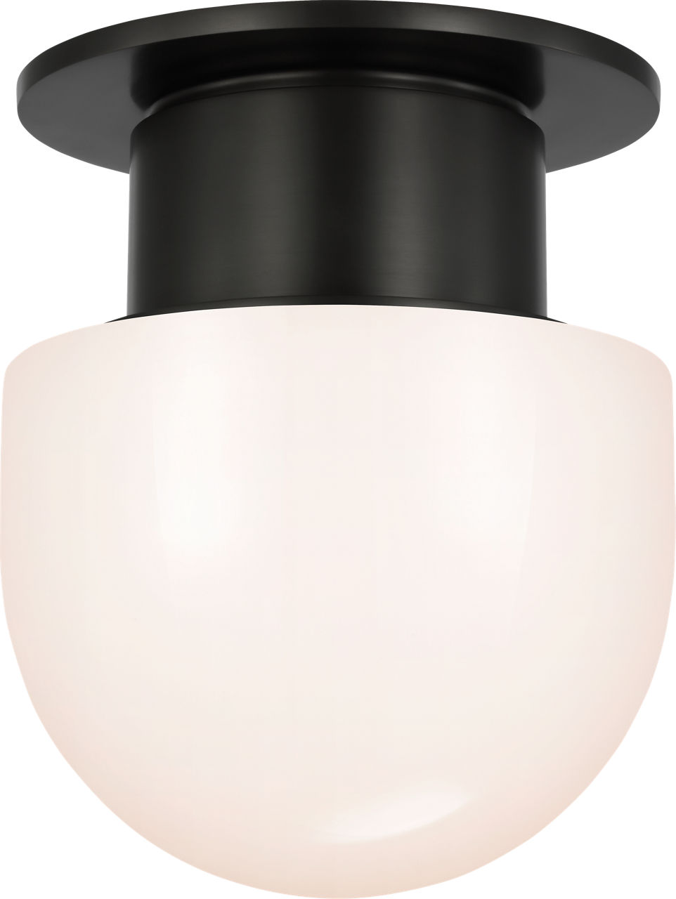 Callan 8" Flush Mount in Bronze with White Glass Dome