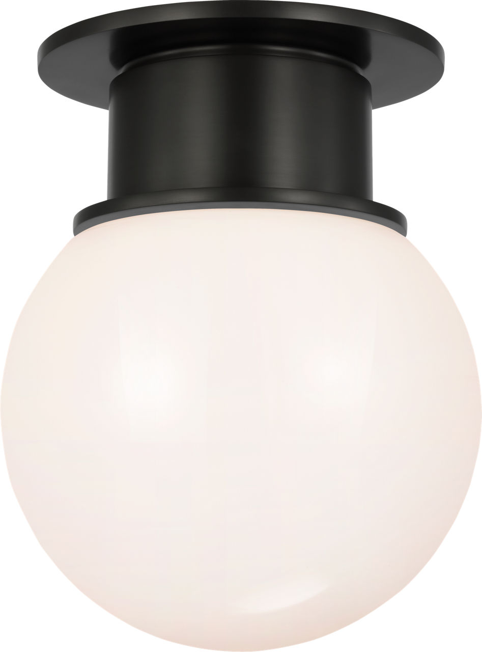 Callan 9" Flush Mount in Bronze with White Glass Globe