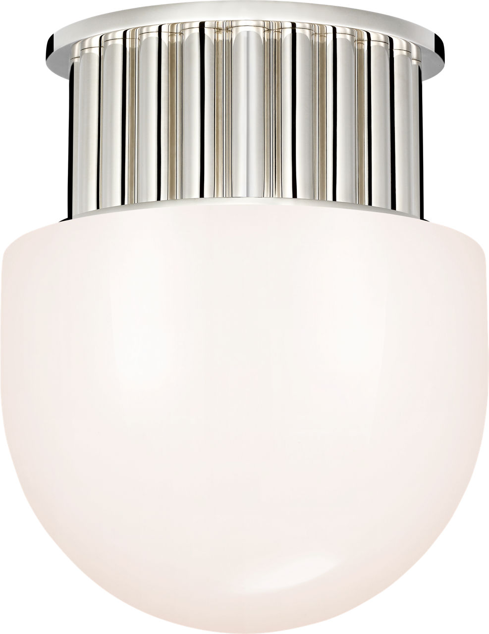 Nolan 8" Flush Mount in Polished Nickel with White Glass Dome