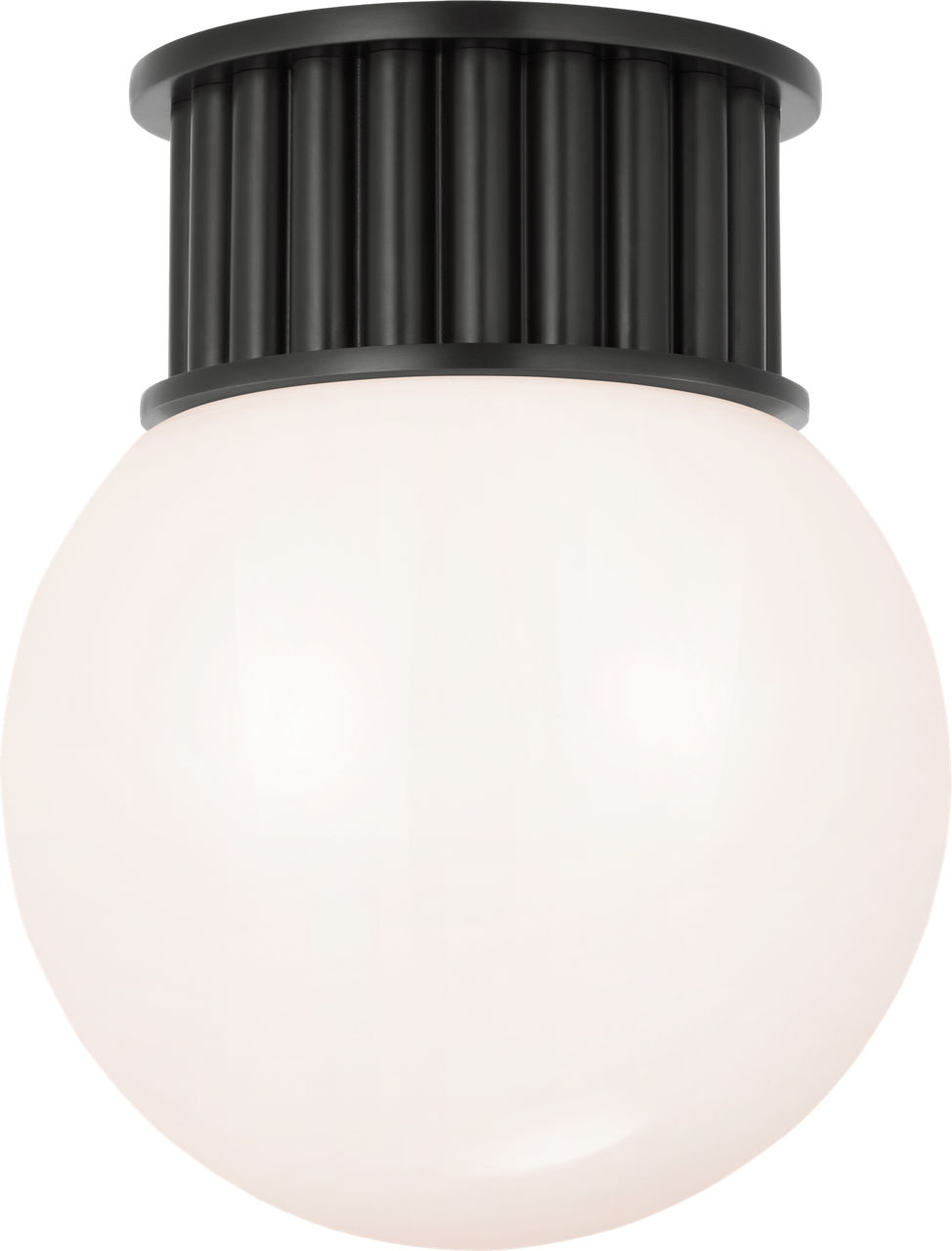 Nolan 9" Flush Mount in Bronze with White Glass Globe