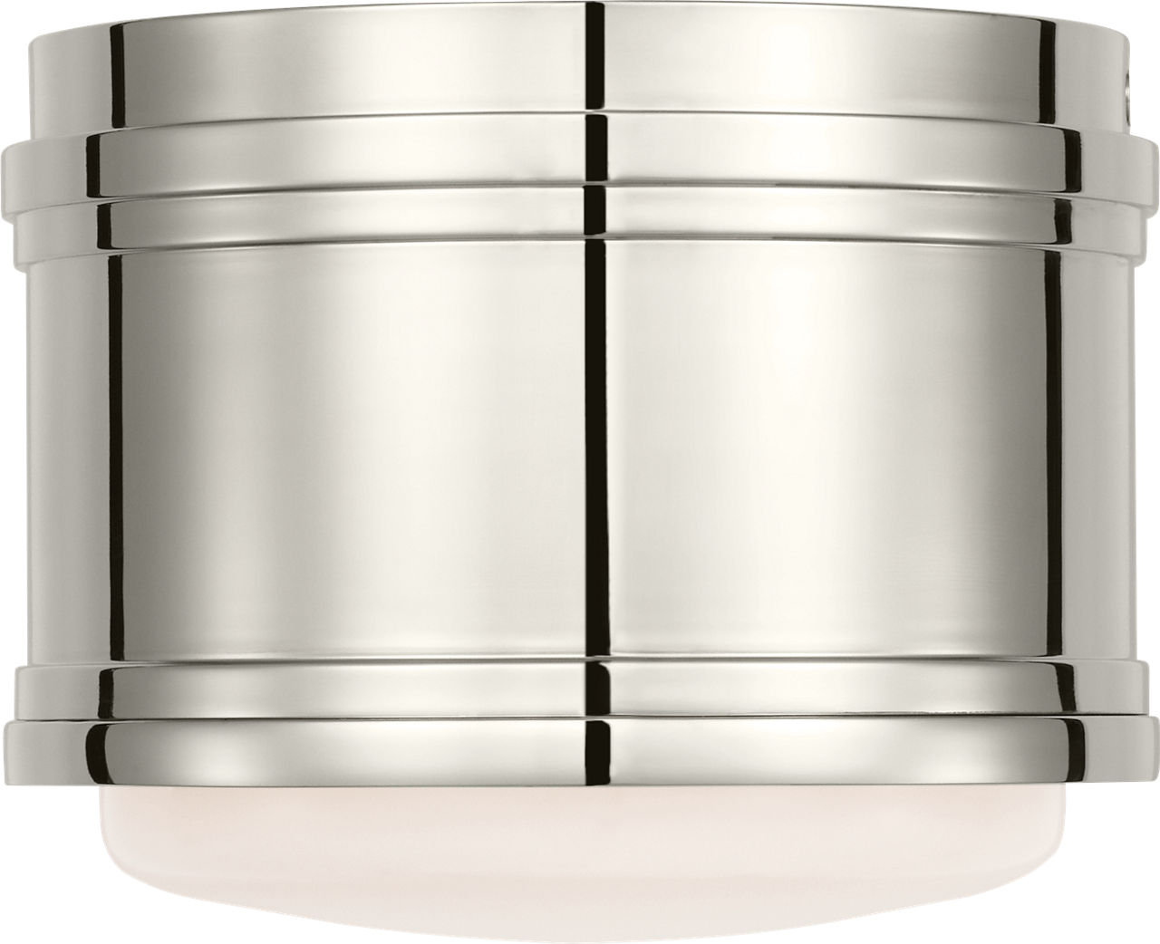 Marden 6" Flush Mount in Polished Nickel with White Glass