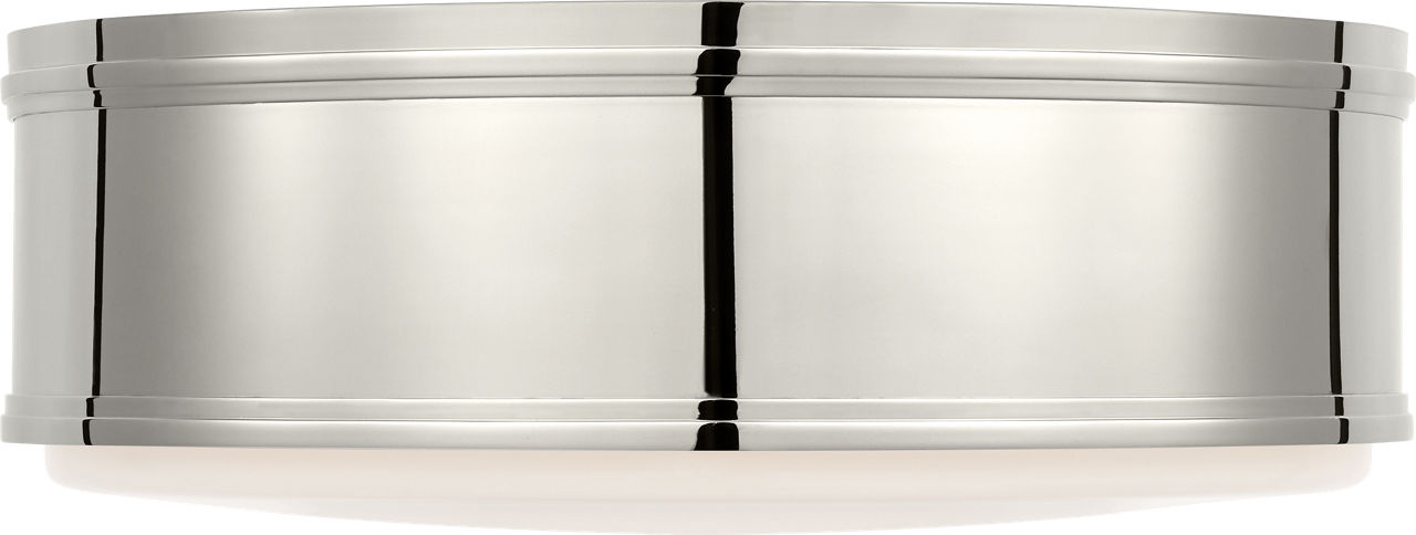 Marden 18" Flush Mount in Polished Nickel with White Glass