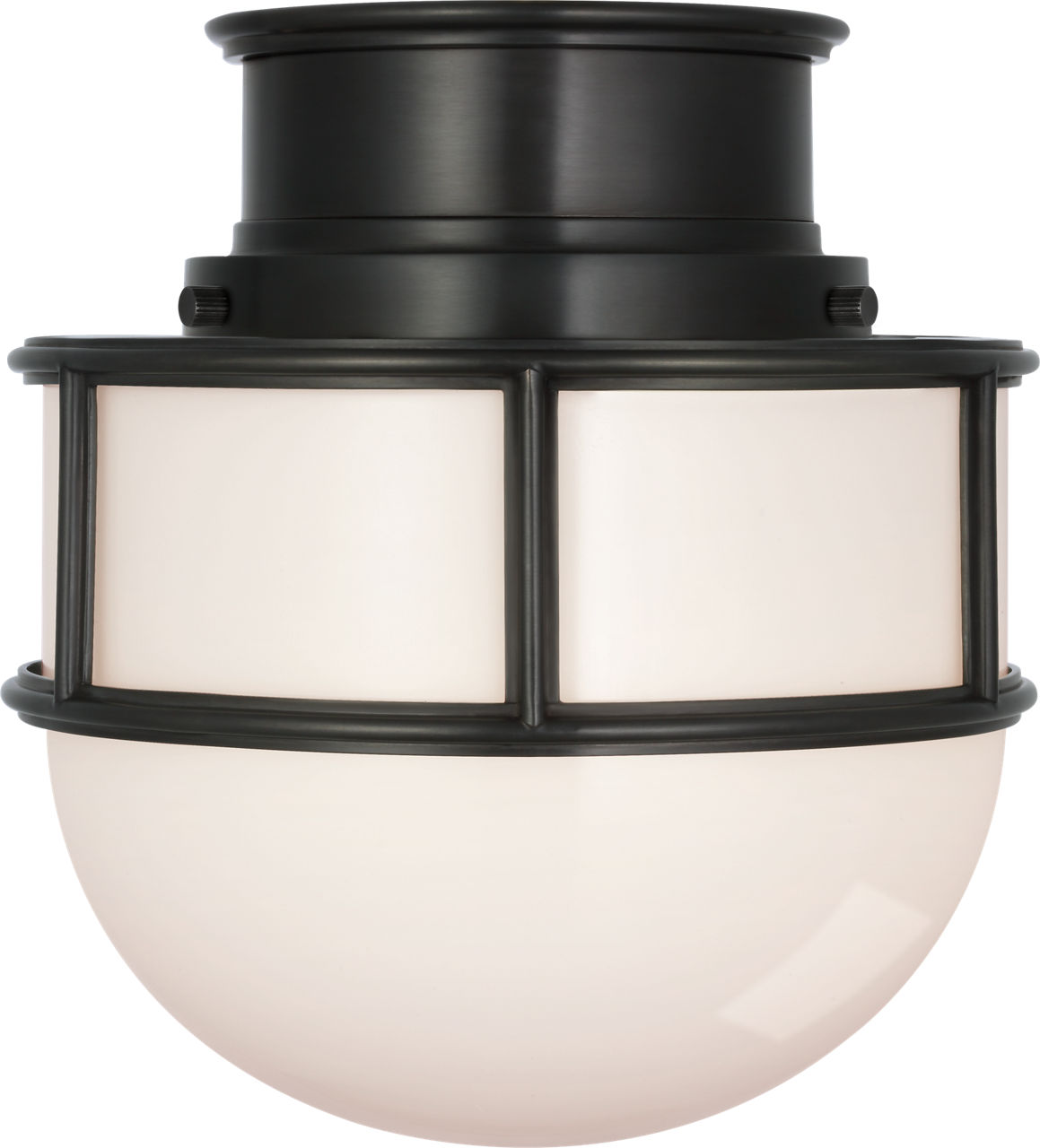 Martil 8" Flush Mount in Bronze with White Glass