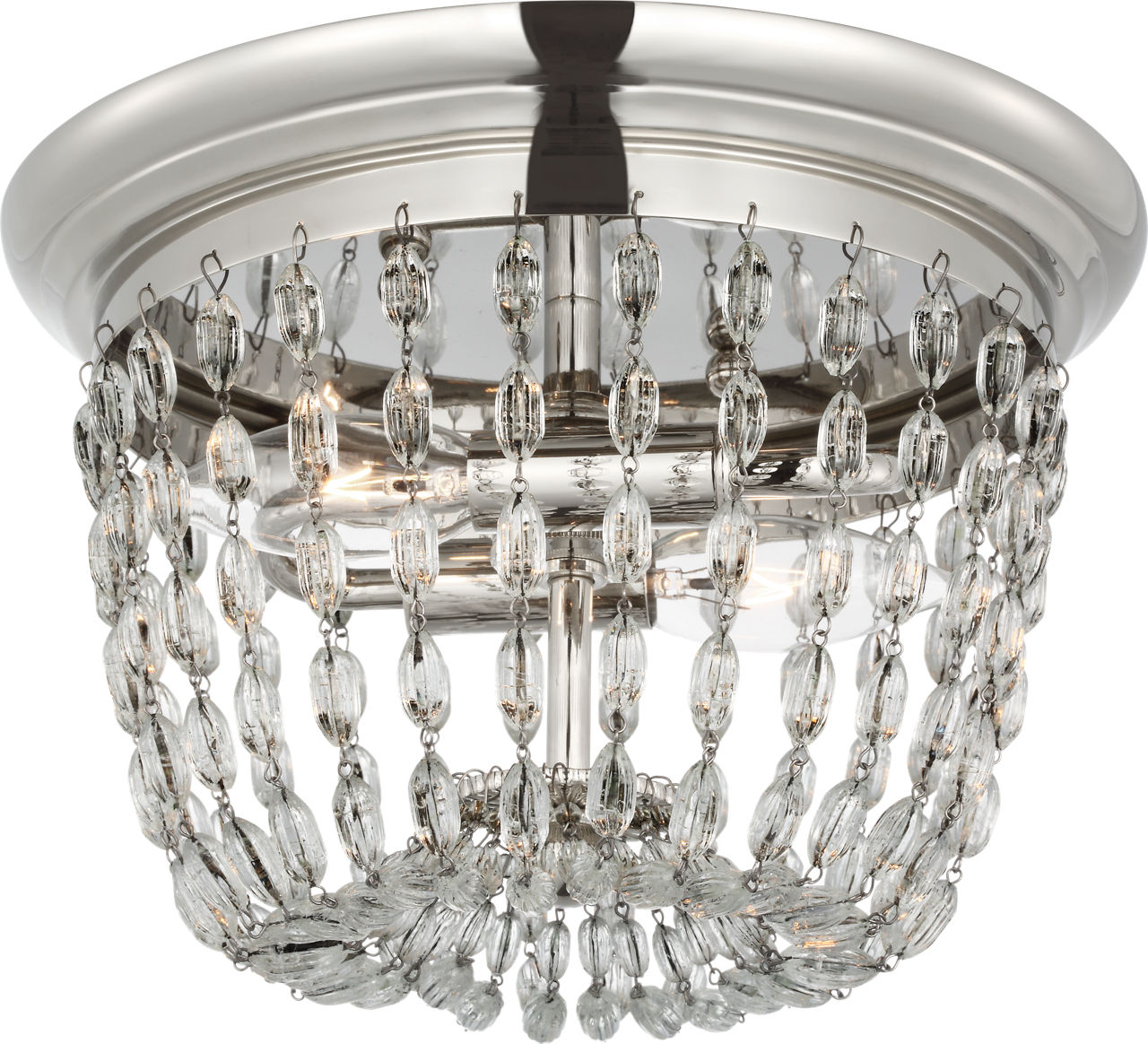 Paris Flea Market Small Flush Mount in Polished Nickel with Seeded Glass