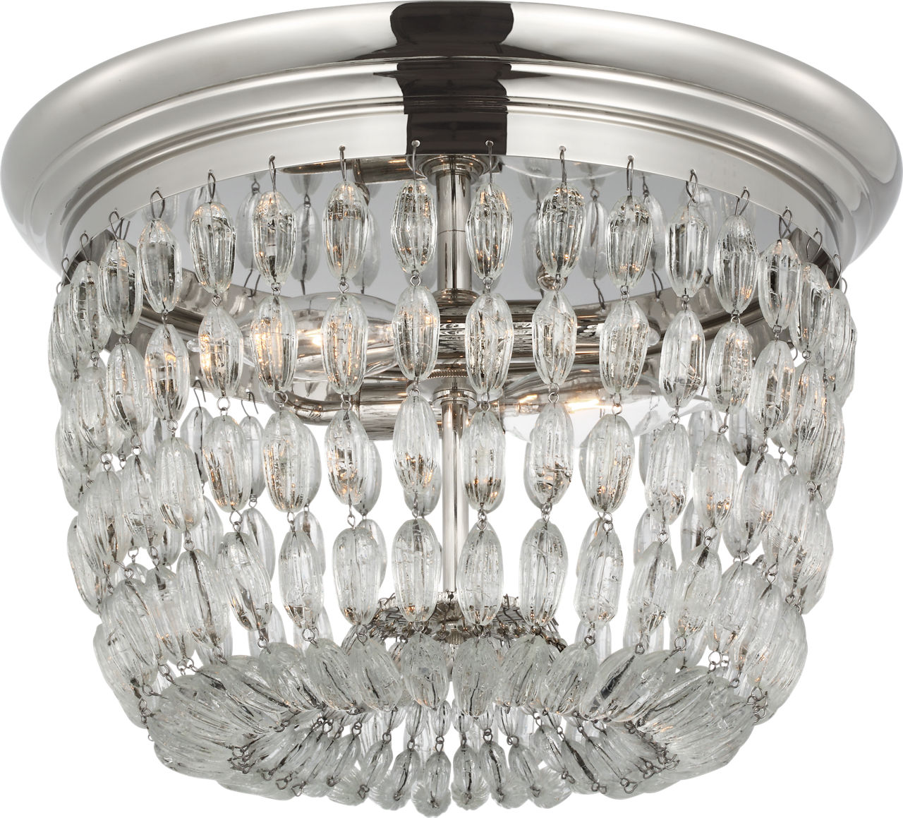 Paris Flea Market Medium Flush Mount in Polished Nickel with Seeded Glass