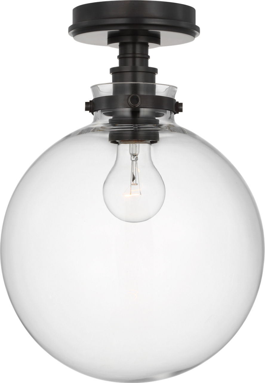 Parkington 10" Globe Flush Mount in Bronze with Clear Glass