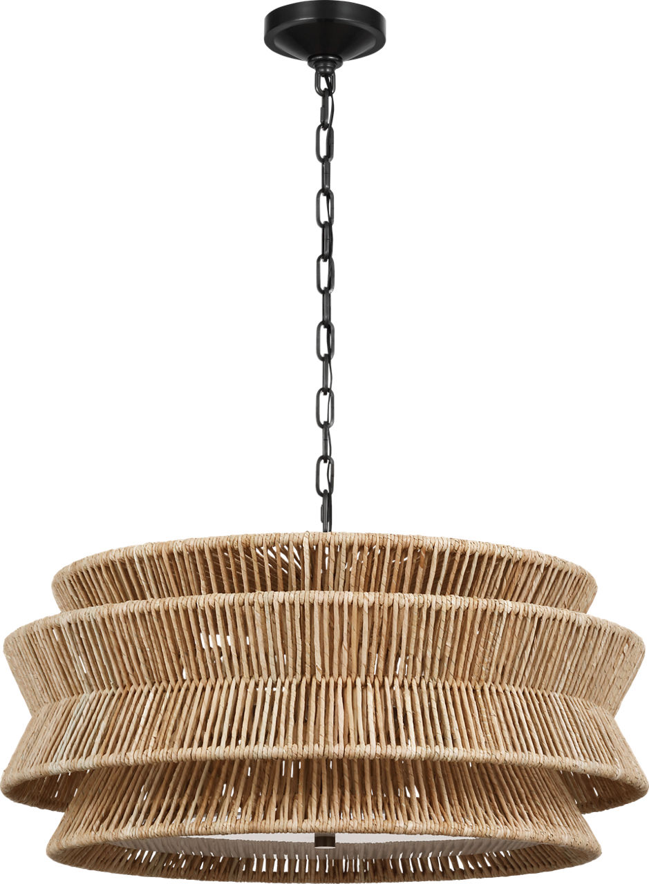 Antigua 30" Chandelier in Bronze and Natural Abaca
