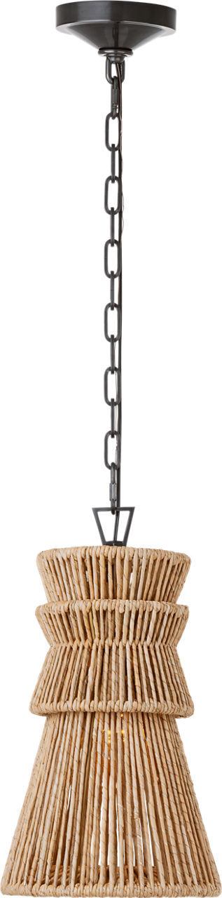 Antigua 10" Pendant in Bronze and Natural Abaca