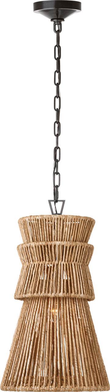 Antigua 13" Pendant in Bronze and Natural Abaca