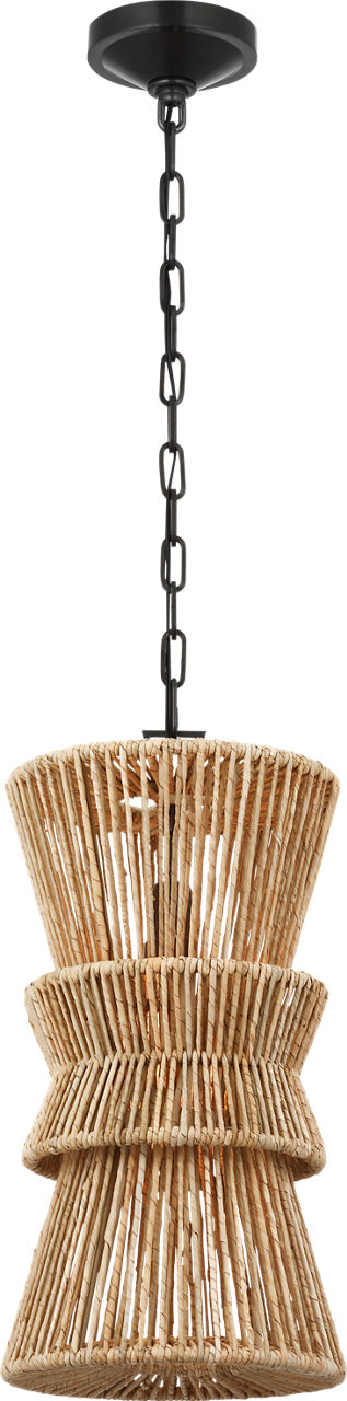 Antigua 11" Pendant in Bronze and Natural Abaca