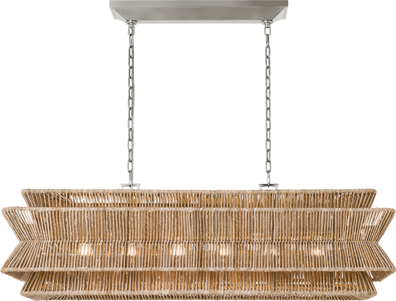 Antigua 54" Linear in Polished Nickel and Natural Abaca