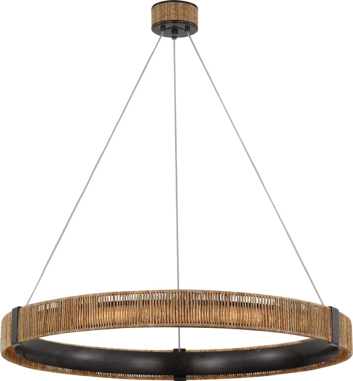 Kayden 40" Ring Chandelier in Bronze and Natural Abaca
