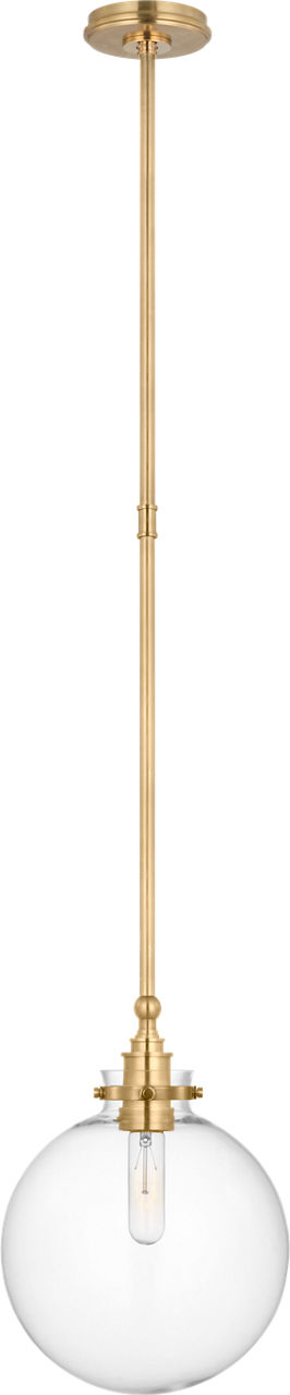 Parkington 10" Globe Pendant in Antique-Burnished Brass with Clear Glass