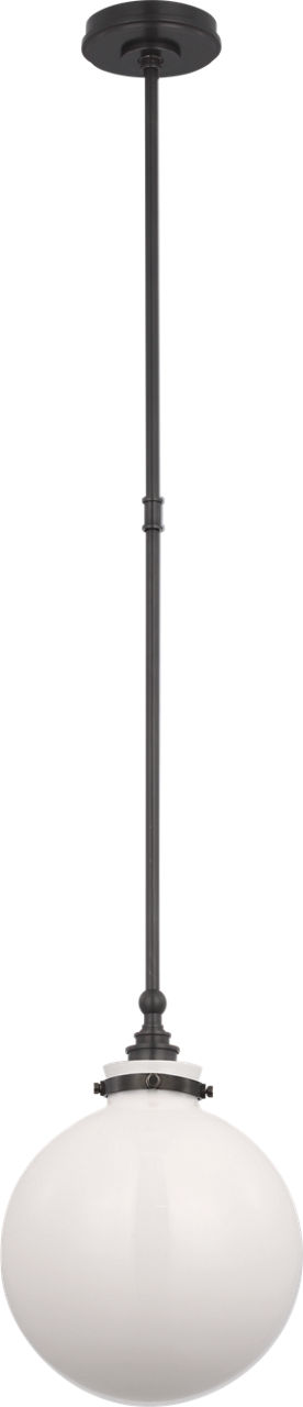 Parkington 10" Globe Pendant in Bronze with White Glass