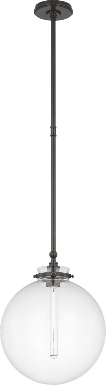 Parkington 14" Globe Pendant in Bronze with Clear Glass