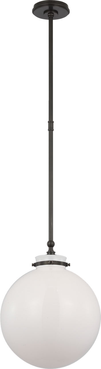 Parkington 14" Globe Pendant in Bronze with White Glass