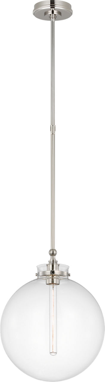 Parkington 14" Globe Pendant in Polished Nickel with Clear Glass