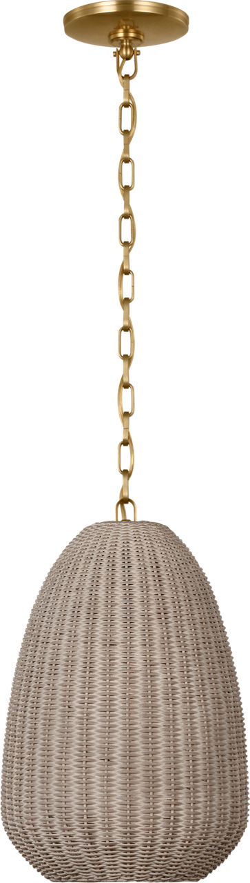 Kokomo 12" Pendant in Antique-Burnished Brass with Ash Wicker Shade