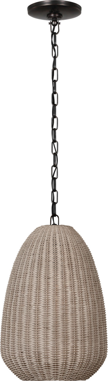 Kokomo 12" Pendant in Bronze with Ash Wicker Shade