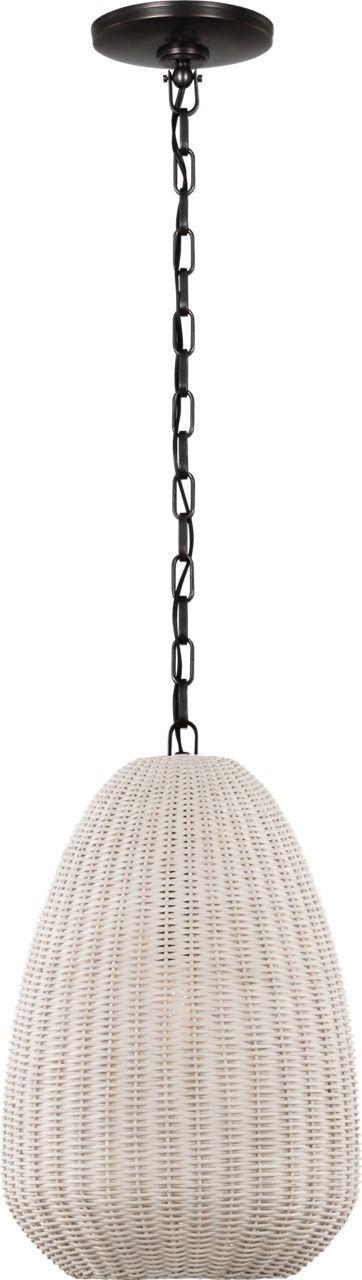 Kokomo 12" Pendant in Bronze with Chalk Wicker Shade