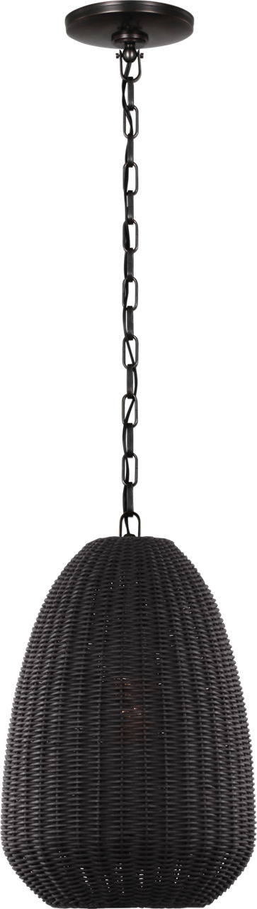 Kokomo 12" Pendant in Bronze with Charcoal Wicker Shade