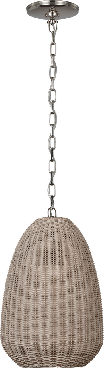 Kokomo 12" Pendant in Polished Nickel with Ash Wicker Shade