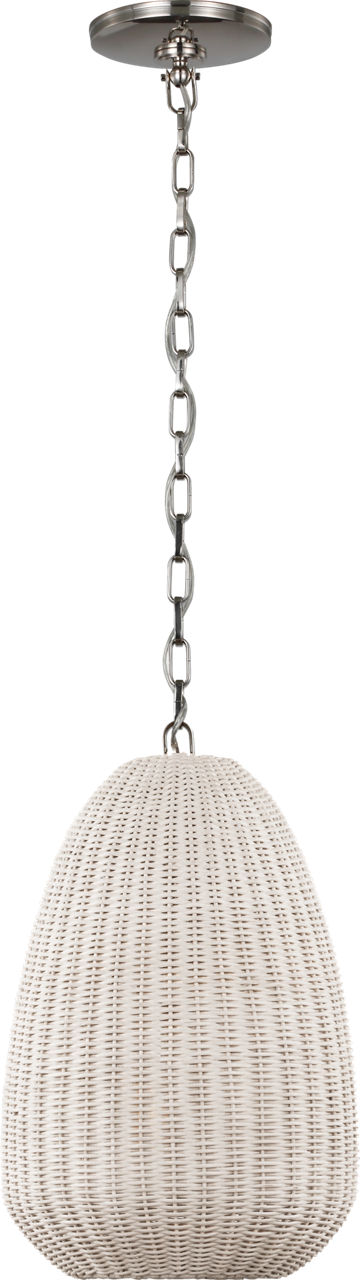 Kokomo 12" Pendant in Polished Nickel with Chalk Wicker Shade
