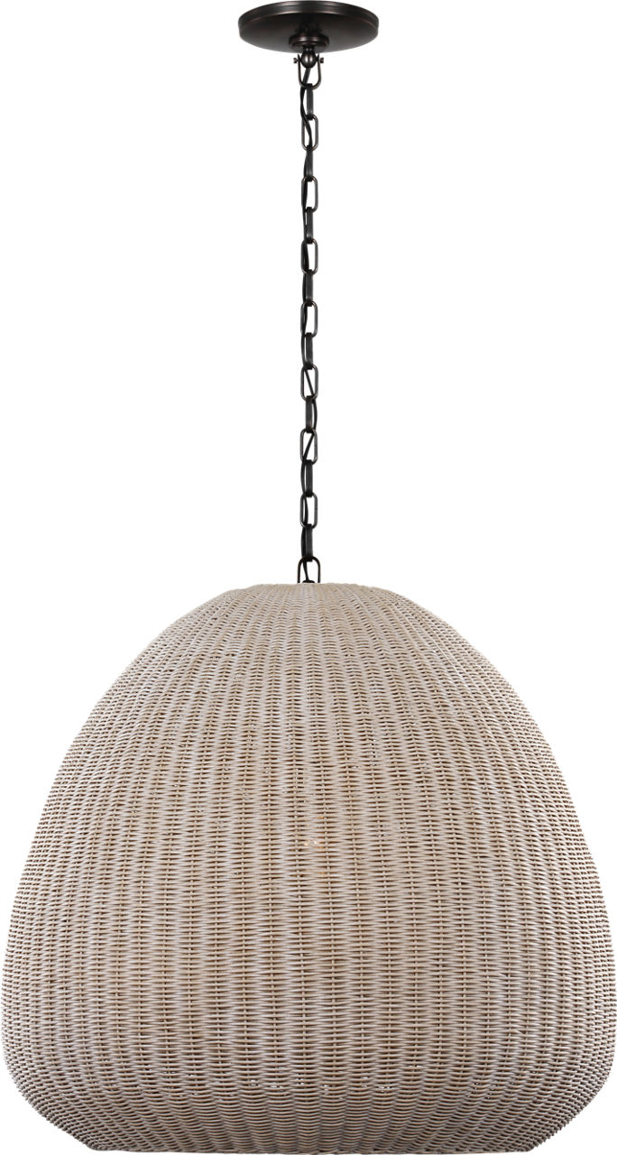 Kokomo 30" Domed Pendant in Bronze with Ash Wicker Shade