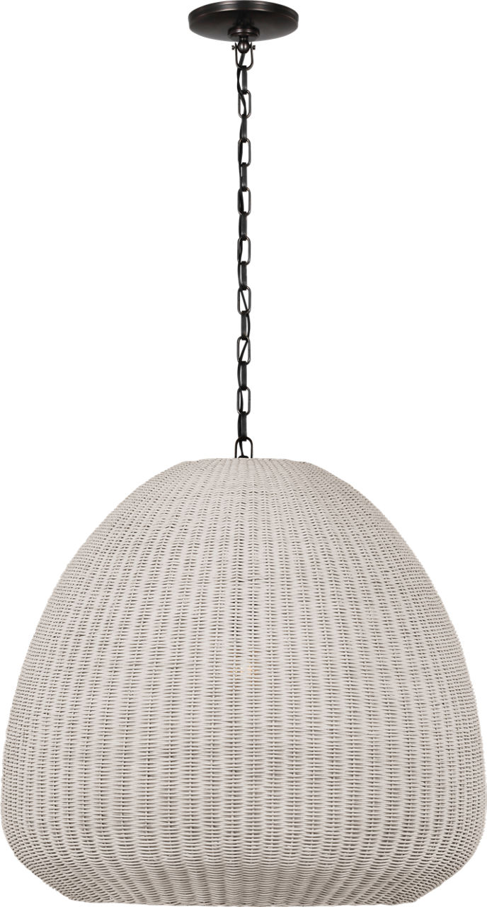 Kokomo 30" Domed Pendant in Bronze with Chalk Wicker Shade