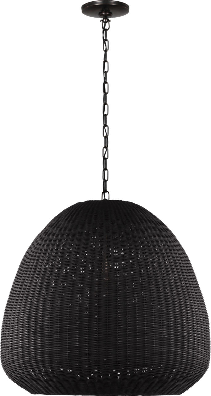 Kokomo 30" Domed Pendant in Bronze with Charcoal Wicker Shade