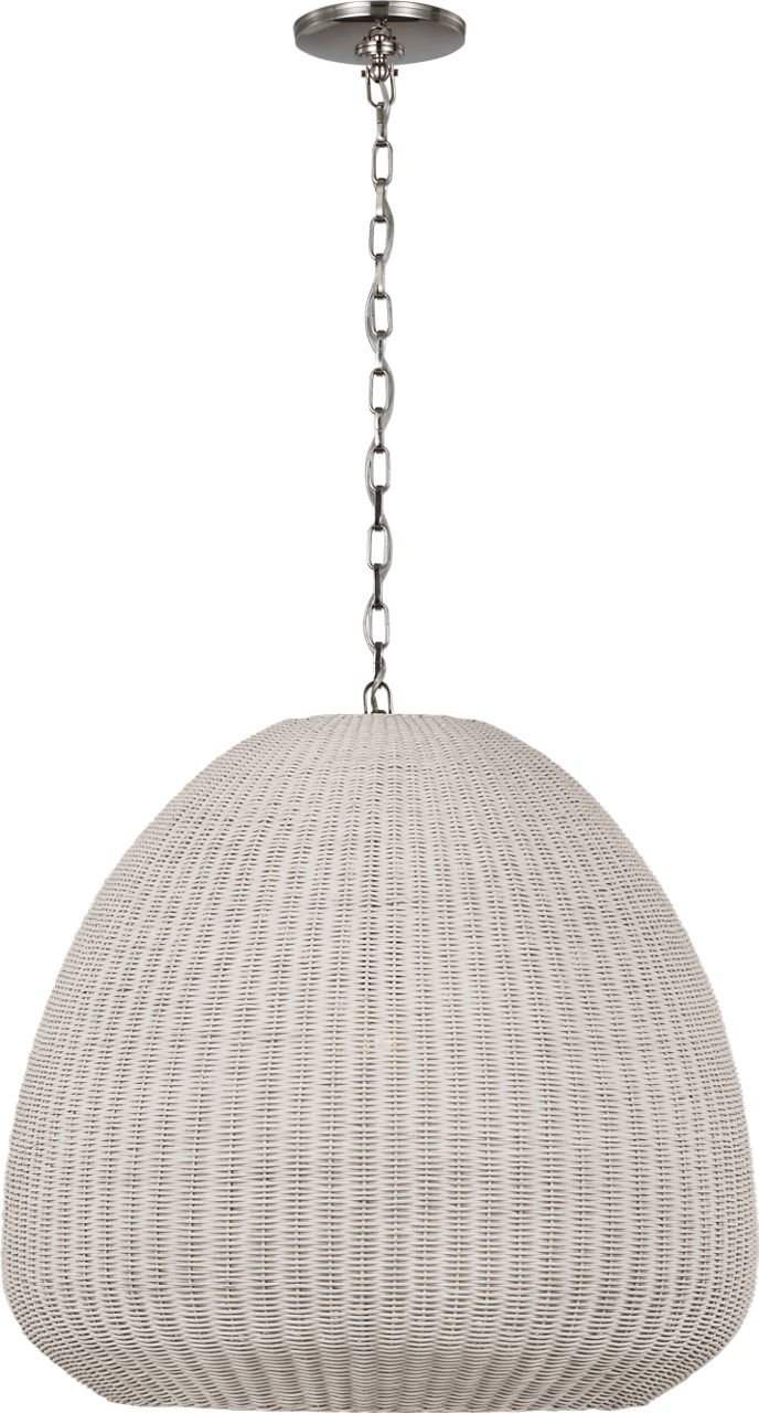 Kokomo 30" Domed Pendant in Polished Nickel with Chalk Wicker Shade