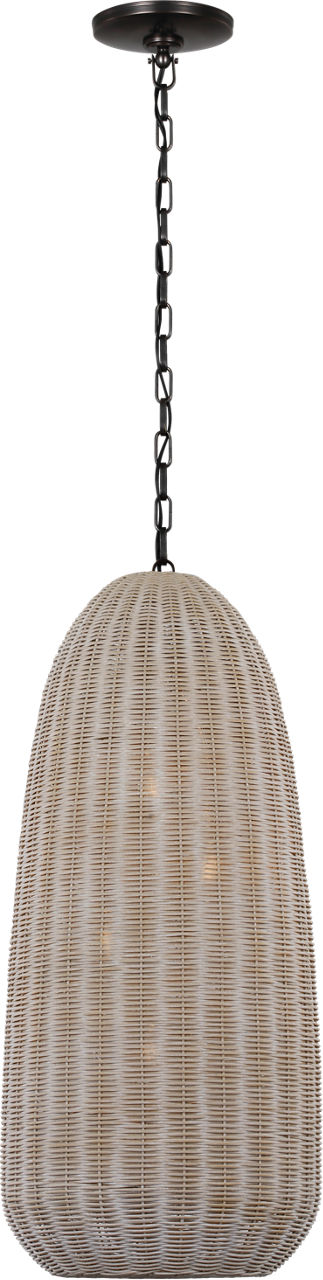 Kokomo 15" Elongated Pendant in Bronze with Ash Wicker Shade