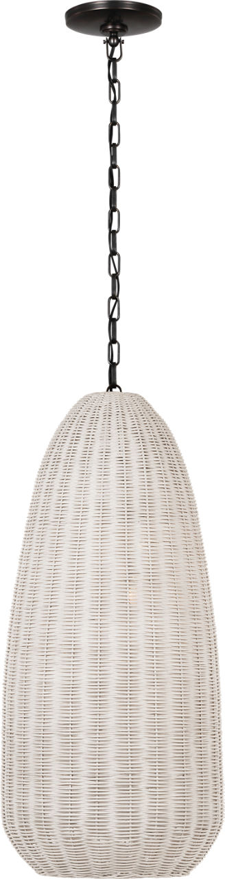 Kokomo 15" Elongated Pendant in Bronze with Chalk Wicker Shade