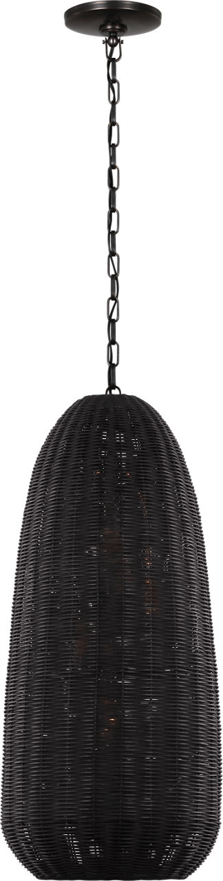 Kokomo 15" Elongated Pendant in Bronze with Charcoal Wicker Shade