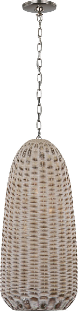 Kokomo 15" Elongated Pendant in Polished Nickel with Ash Wicker Shade
