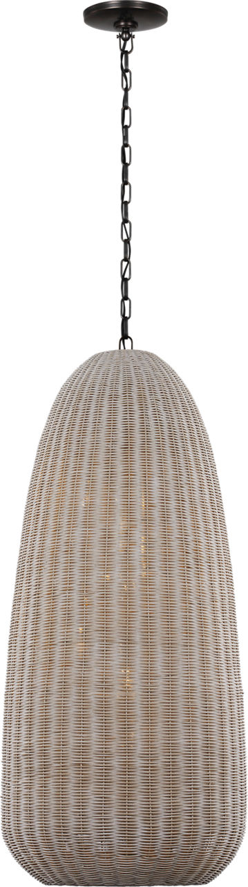 Kokomo 20" Elongated Pendant in Bronze with Ash Wicker Shade