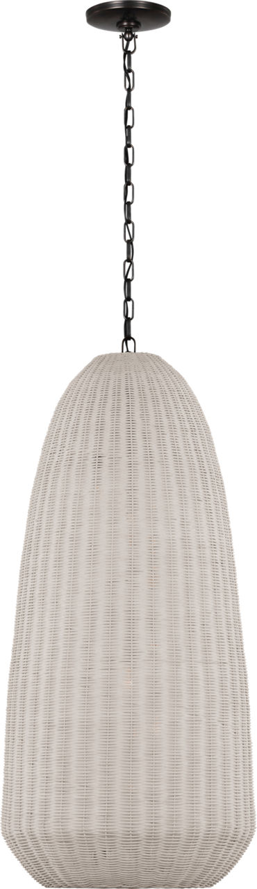Kokomo 20" Elongated Pendant in Bronze with Chalk Wicker Shade