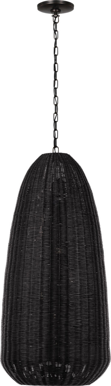 Kokomo 20" Elongated Pendant in Bronze with Charcoal Wicker Shade