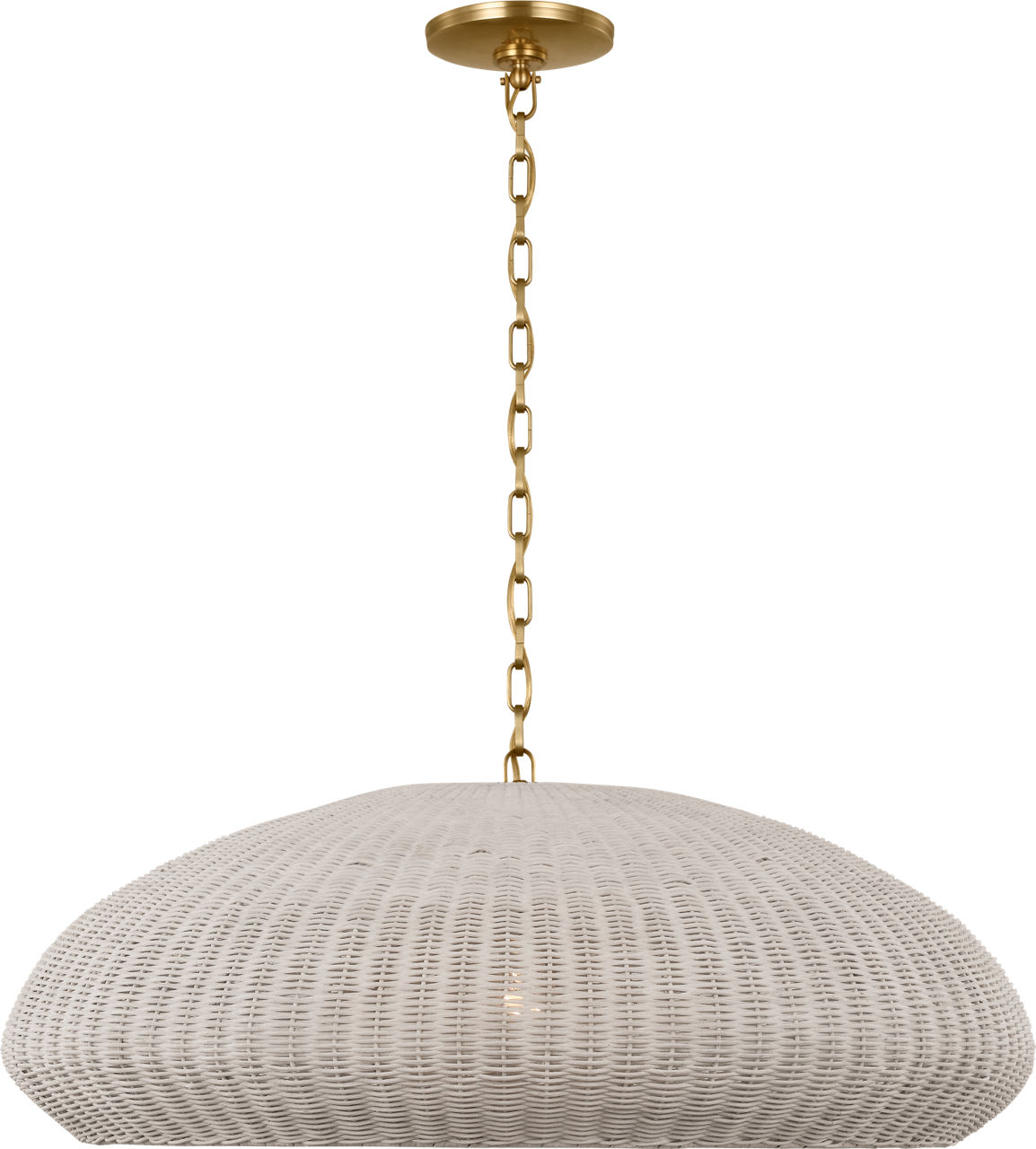 Kokomo 32" Wide Pendant in Antique-Burnished Brass with Chalk Wicker Shade
