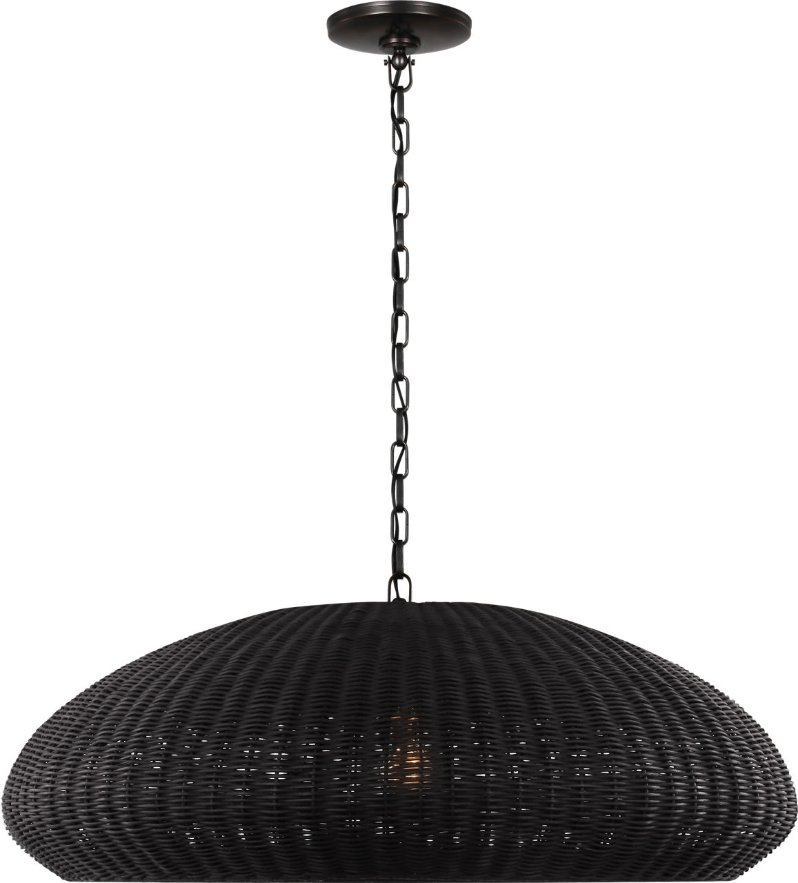 Kokomo 32" Wide Pendant in Bronze with Charcoal Wicker Shade